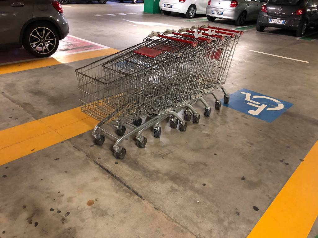 Carrelli su parcheggio disabili