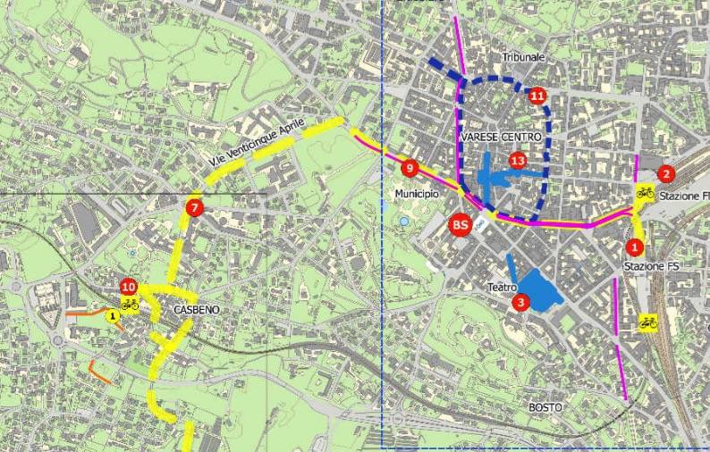Ciclabile Stazioni - Lago: la mappa 