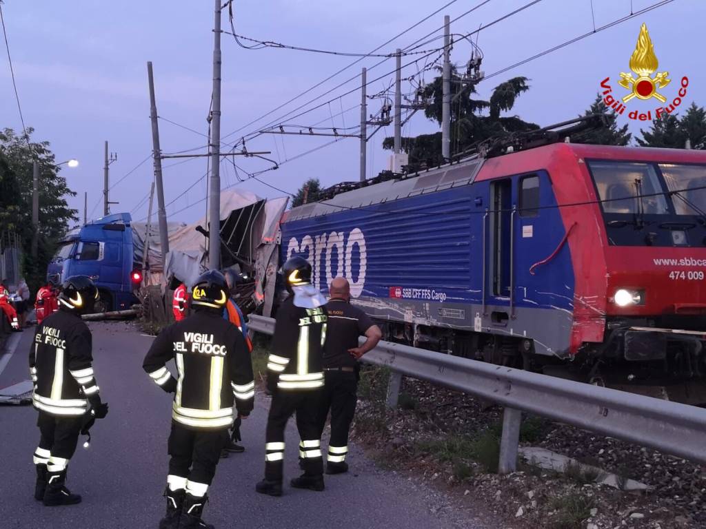 scontro tra un treno e un camion a Ternate