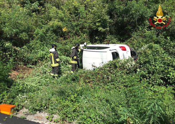 Ribaltamento sulla lacuale a Tronzano