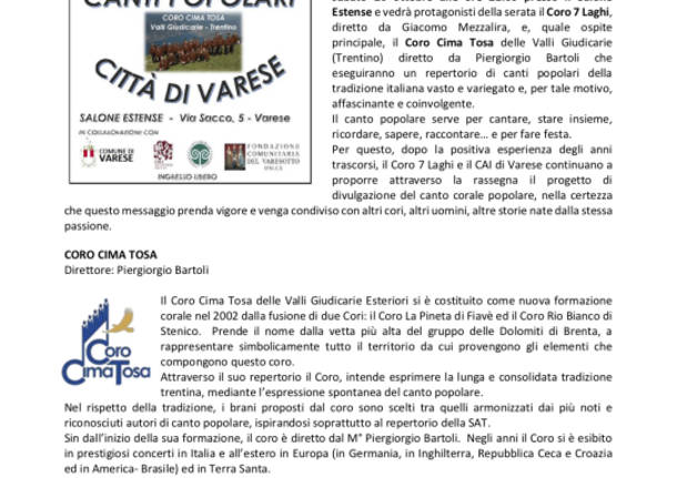 11° Rassegna di Canti Popolari Città di Varese