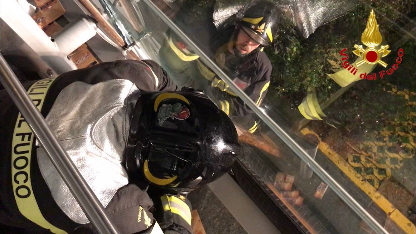 Il gatto incastrato salvato