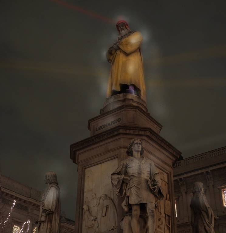 Statue colorate con la luce Romano Baratta
