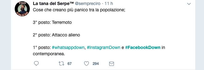 #facebookdown, i commenti su twitter