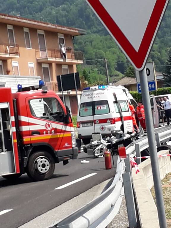 Incidente auto moto sulla statale
