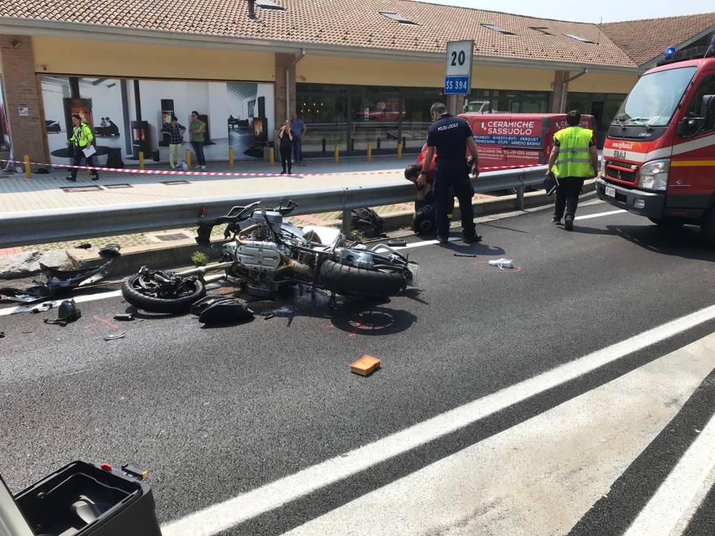 Incidente auto moto sulla statale