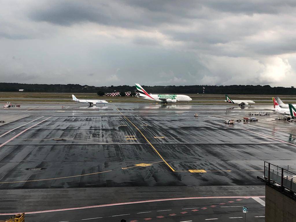 Il temporale a Malpensa