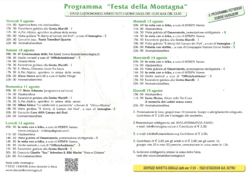 Festa della Montagna 2019, il programma 
