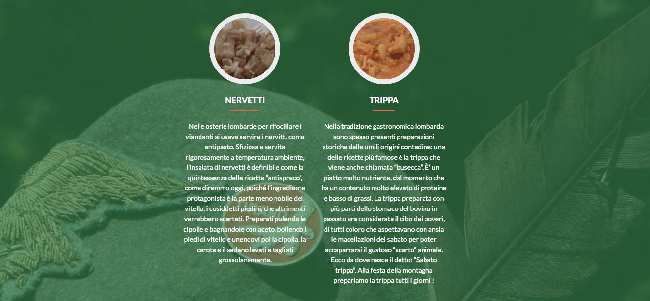 Il Menù della Festa della Montagna 2019