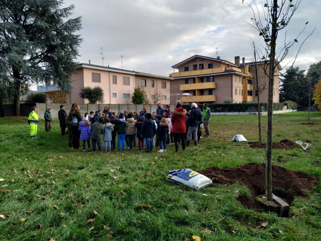 Caronno Pertusella: festa dell’albero con i piccoli della scuola sant’Alessandro