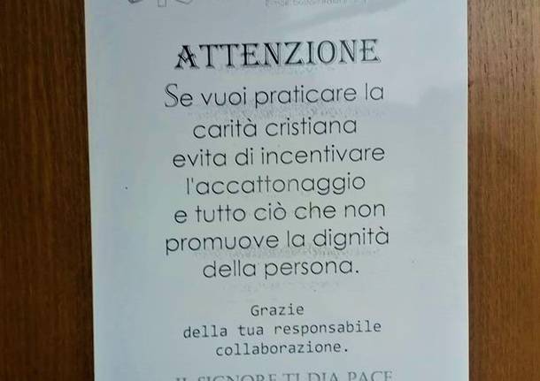 cartello no elemosina frati busto arsizio