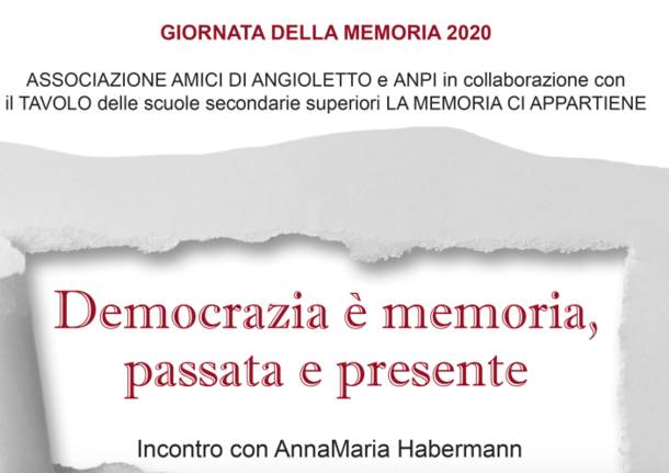 locandina incontro con AnnaMaria Habermann, testimone della Shoah e dei diritti dell’essere umano.