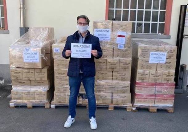 Calcagni Diffusion dona guanti e mascherine alla protezione civile di Bergamo