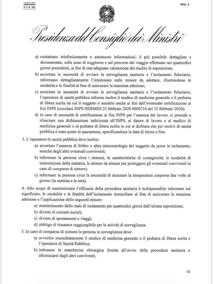 Il decreto del Governo dell'8 marzo 2020