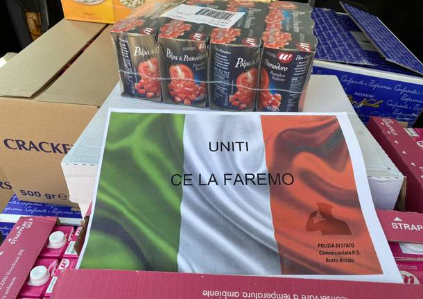 polizia busto pacchi alimentari coronavirus