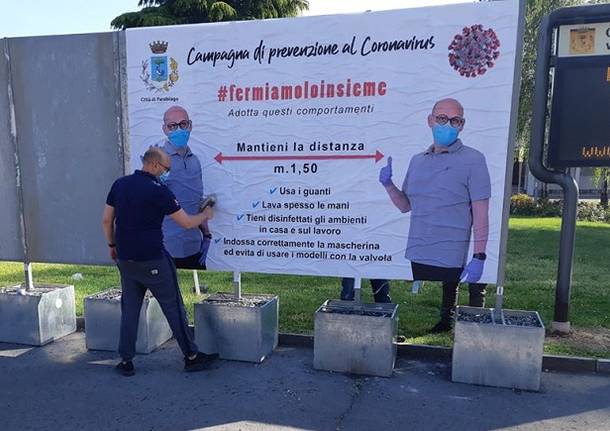 Manifesti Parabiago distanziamento sociale sindaco Cucchi