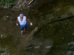 Lavori al greto del torrente Lura