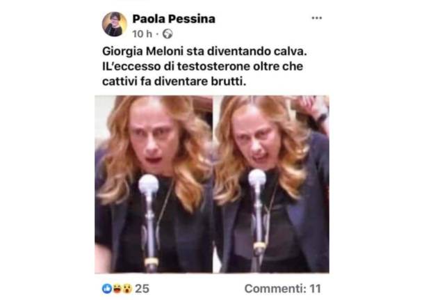 scontro social tra paola pessina e giorgia meloni