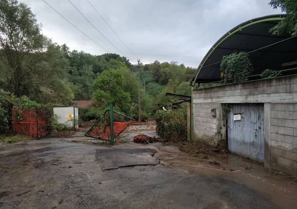 L'esondazione del Boesio all'altezza della conceria Fraschini di Brenta