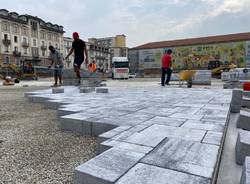 La nuova pavimentazione in piazza Repubblica