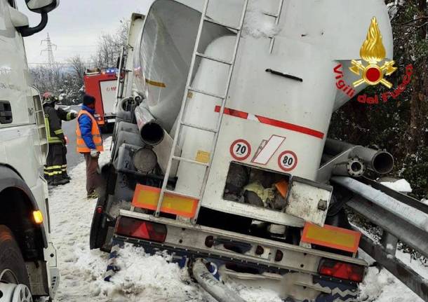 Camion fuori strada a Mercallo, intervengono i vigili del fuoco