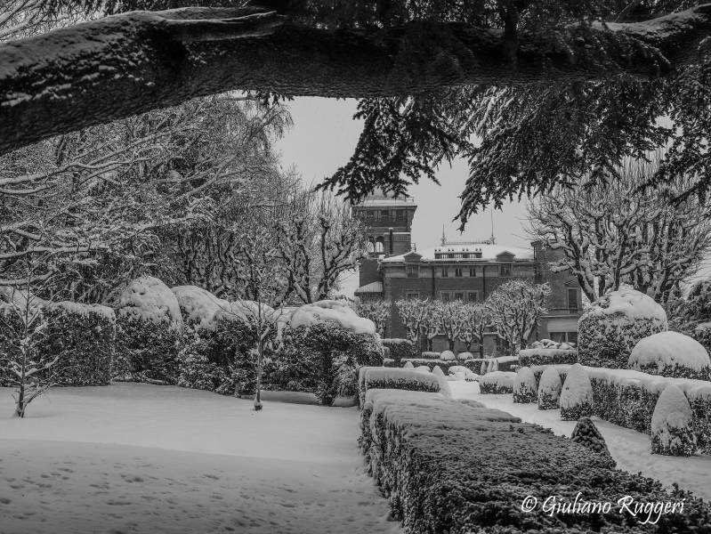 Passeggiando nella neve in Villa Toeplitz...