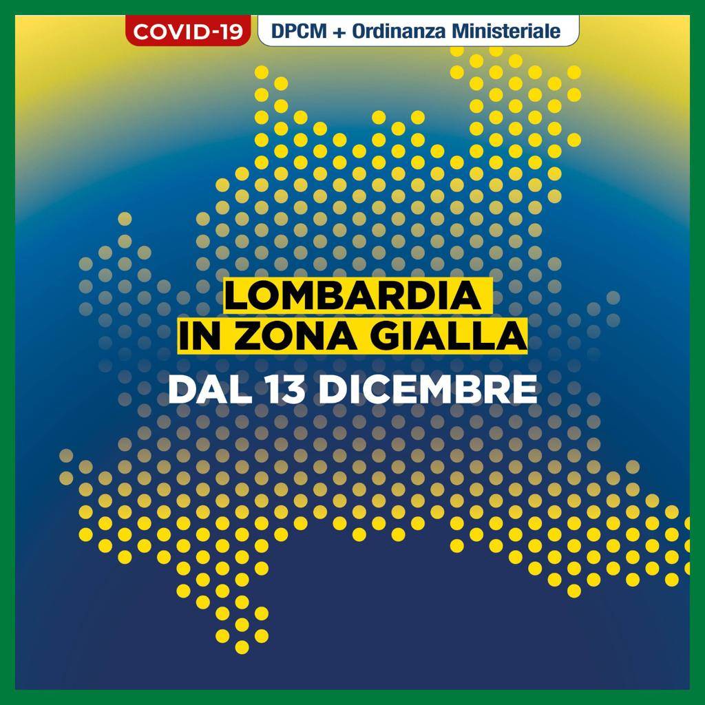 Da domenica la Lombardia è  in zona gialla