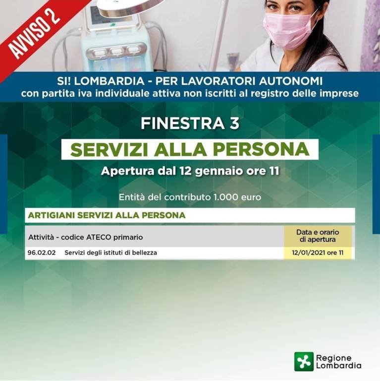 Indennizzi Regione Lombardia gennaio 2021
