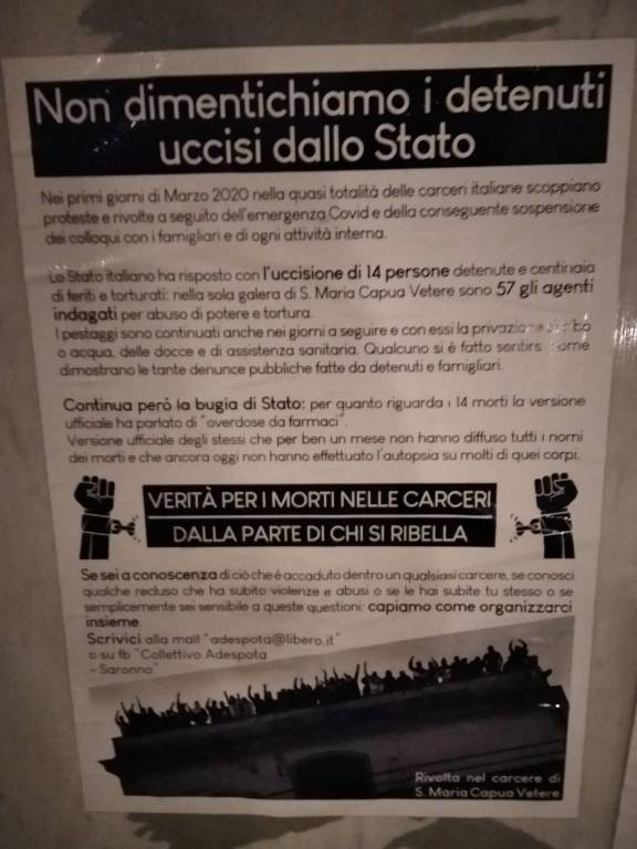 “Carcere = tortura”, anarchici in azione con graffiti, striscioni e volantini