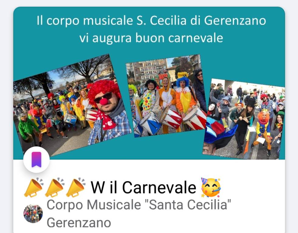Un successo il video per il Carnevale 2021 del Corpo musicale Santa Cecilia di Gerenzano 