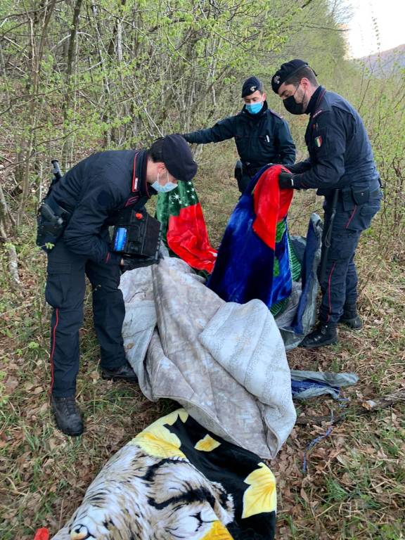 Distrutta una postazione di spaccio nei boschi della valganna