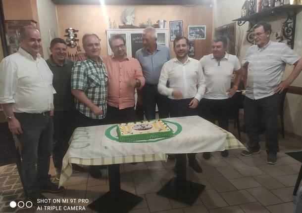 L’europarlamentare Tovaglieri e gli onorevoli Tarantino e Galli alla cena della Lega di Cislago