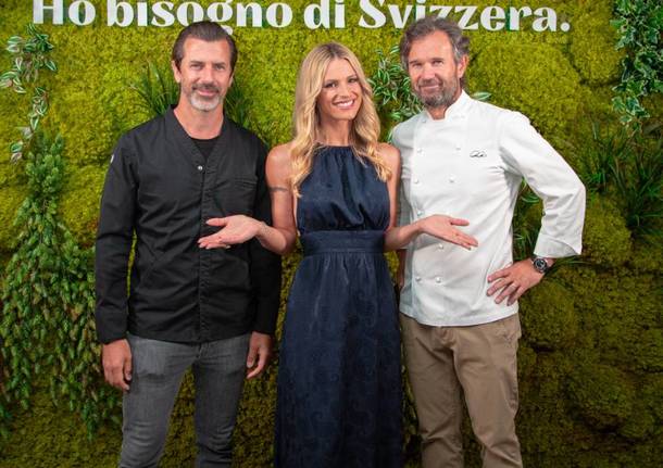 Michelle Hunziker e gli chef Cracco e Caminada per Svizzera Turismo 