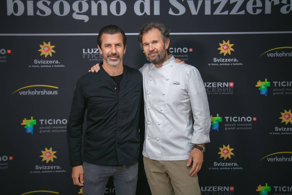 Michelle Hunziker e gli chef Cracco e Caminada per Svizzera Turismo 