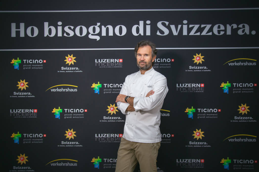Michelle Hunziker e gli chef Cracco e Caminada per Svizzera Turismo 