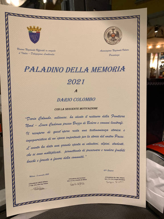 La premiazione dei \"Paladini della memoria\"