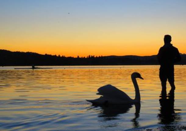 Tramonto sul lago alla Schiranna
