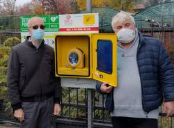 Taglio del nastro per la nuova postazione Dae sulla pista ciclopedonale tra Canegrate e San Giorgio su Legnano