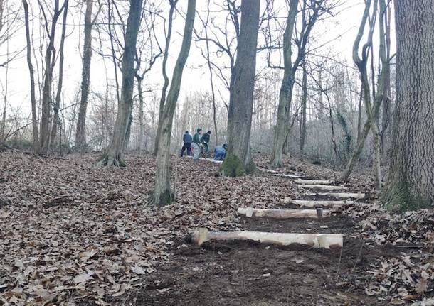 La nuova scalinata nel Parco Valle del Lanza