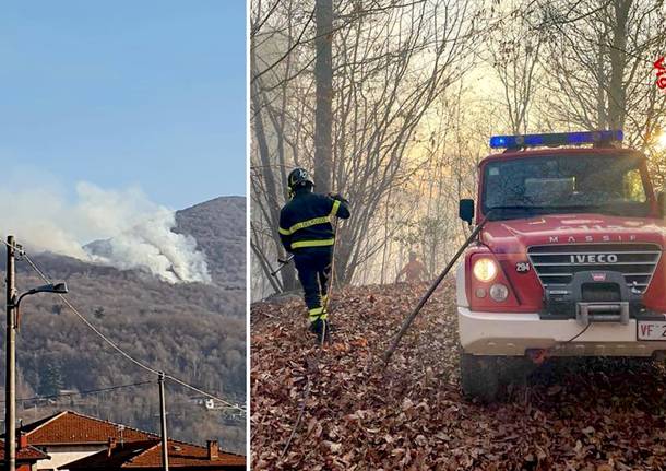 Incendio nei boschi tra Ghirla e Marzio