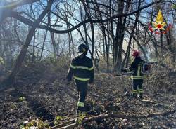 Incendio nei boschi tra Malnate e Cagno