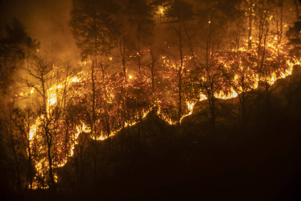 Angera - L'incendio di San Quirico (foto di Davide Saporiti)