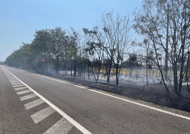 Incendio nei campi vicino all’Ospedale di Legnano