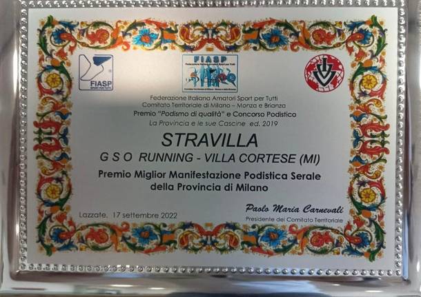 La "StraVilla" premiata come miglior evento serale della provincia di Milano