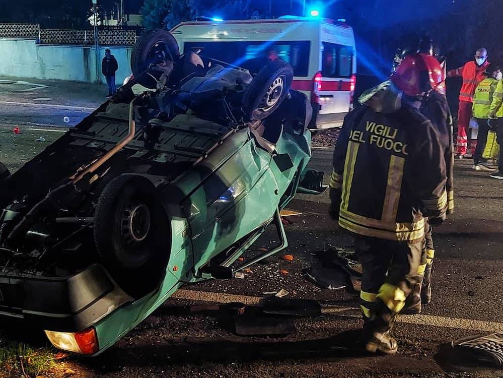 Ribaltamento sul Sempione a Gallarate