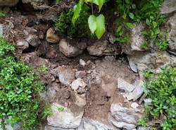 Viggiù - Crollo di un tratto di muro in via Carrà