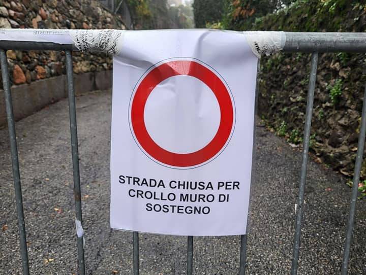 Viggiù - Crollo di un tratto di muro in via Carrà