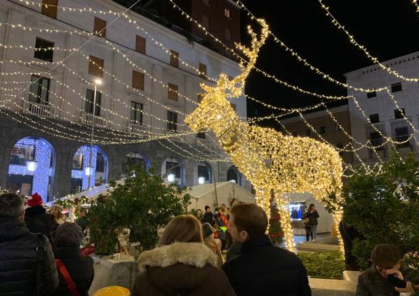 Varese - L'albero di Natale e le bancarelle in piazza