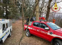 Incendio nel bosco a Cuasso al Piano, vigili del fuoco in azione