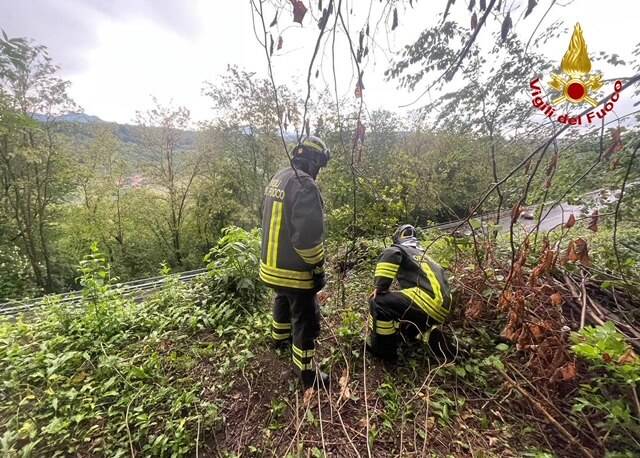 Grosso masso si stacca dalla riva sulla strada di viale Borri